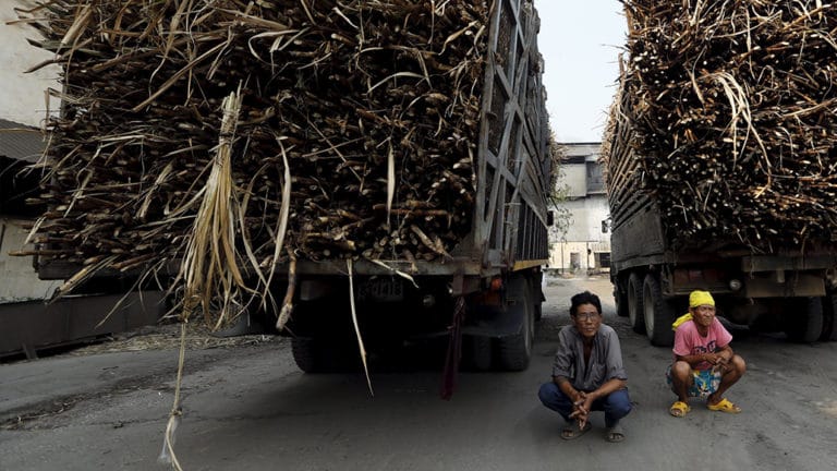Two-truck-drivers-wait-to-deliver-the-sugar-cane-harvest-at-a-sugar-mill-in-Pakchong-district-in-Ratchaburi-province-Thailand-March-22-2016.-Photo-by-Reuters2